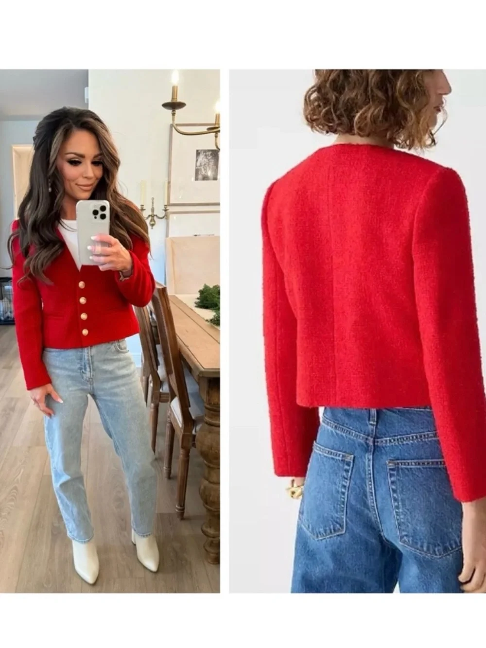 J. Crew Lady Jacket Maritime Tweed Festival Blazer Red 00